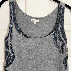 Silence + Noise Gray Beaded Tank Top